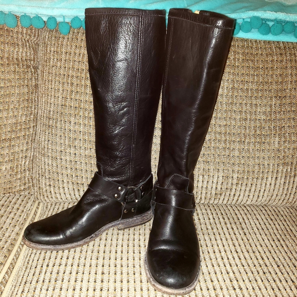 Frye "Phillip Harness" in Black Leather Size 5.5B - Picture 2 of 8
